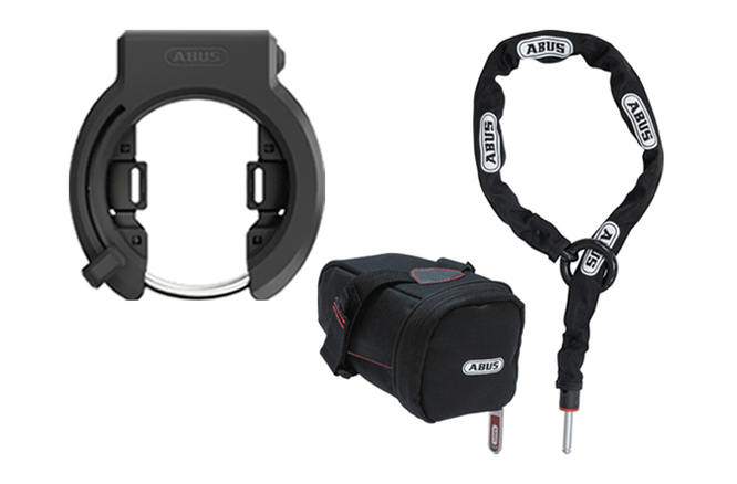 ABUSAbus Rahmenschloss Granit XPlus 6950M NR ohne Halter & Kette 6KS/100 mit Satteltasche ST5950 schwarz