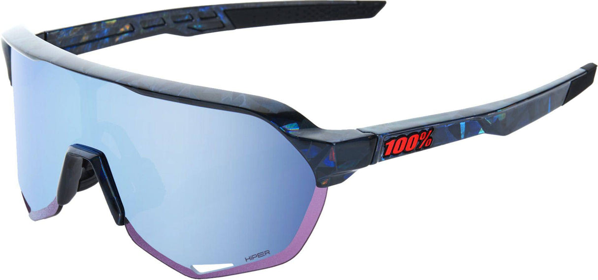 100percent100percent-Brille S2 -Black Holographic -Hiper Blue Multilayer Mirror Lens
