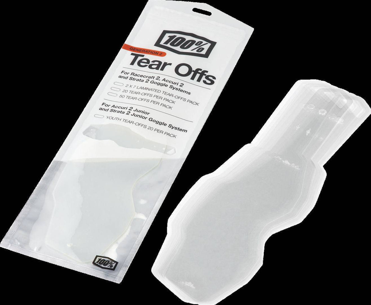100percent100percent-RC2/AC2/ST2 Standard Tear-Offs 50 PK