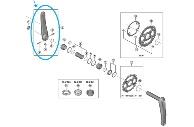 ShimanoShimano Kurbel FC-M8100 links 180 mm