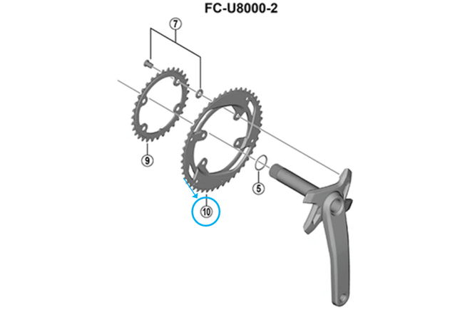 ShimanoShimano Kettenblatt CUES FC-U8000-2 46 Zähne BM