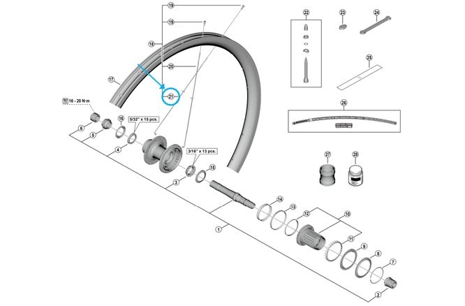 Shimano Speiche WH-RX880-TL-R12 280mm