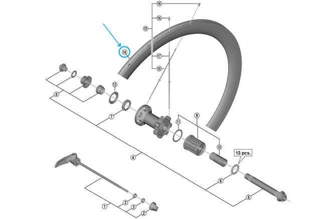 ShimanoShimano Felge hinten WH-R9100-C60 21-Loch