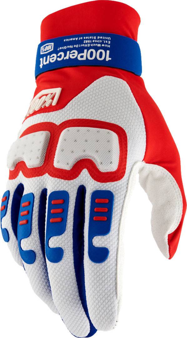 100percent100percent-Langdale Gloves rot-weiss-blau